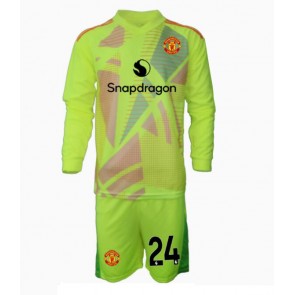 Billiga Manchester United Andre Onana #24 Målvakt Bortatröja Barn 2024-25 Långärmad (+ Korta byxor)